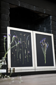 A3 Pressed Flower Art – Nightfall Botanical Arrangement In Sand Frame, 5 of 7