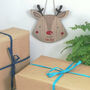 Personalised Red Nosed Reindeer Hanging Decoration, thumbnail 1 of 3