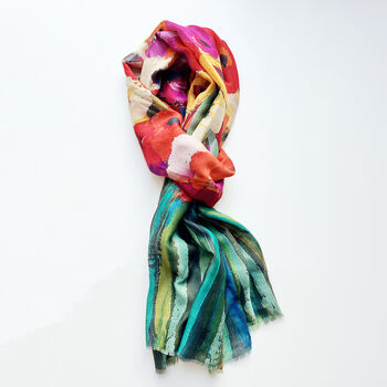 Abstract Colourful Poppy Scarf Gift For Women Birthday Gift For Friend, 5 of 8