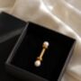 Pearl Detail Vertical Bar Rectangular Ring In 18 K Gold, thumbnail 2 of 9