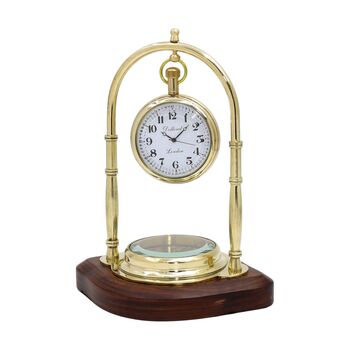 Personalised Brass Colour Desk Clock With Compass, 12 of 12