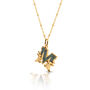 Gold Plated M Initial Necklace With Green Marble, thumbnail 2 of 6