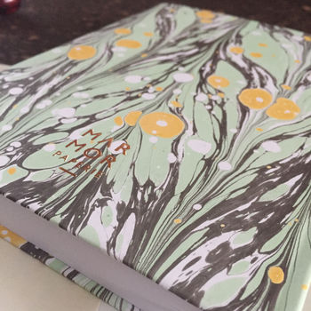Personalised Hand Marbled Feather Journal, 4 of 6
