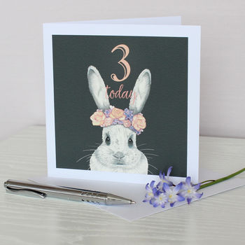 Bunny With Flower Crown Birthday Age Card, 4 of 4