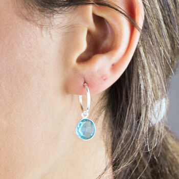 Semi Precious Birthstone Hoop Earrings, 6 of 10
