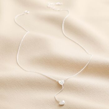 Sterling Silver Crystal Heart Lariat Necklace, 3 of 4