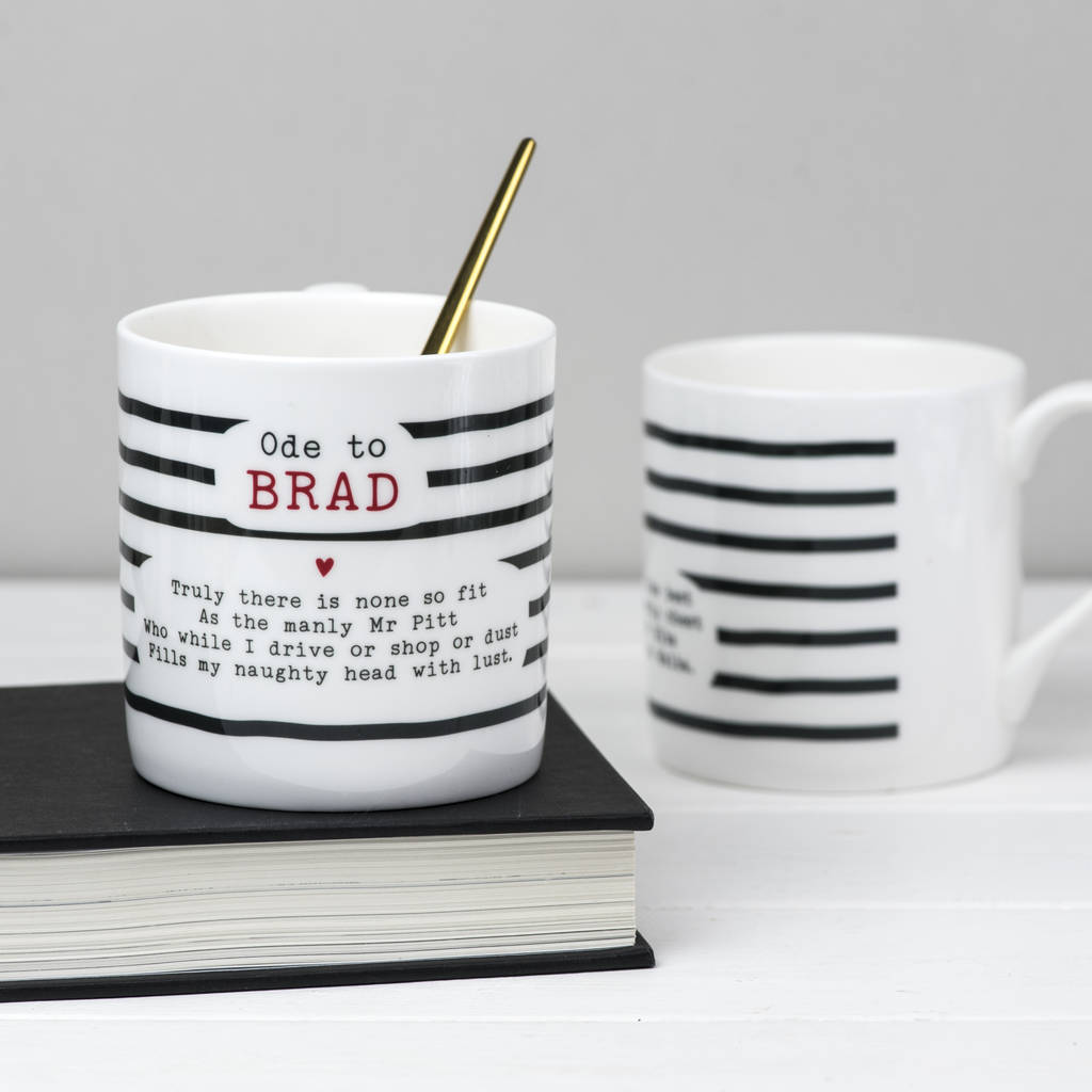 Brad Pitt Bone China Mug By Bespoke Verse | notonthehighstreet.com