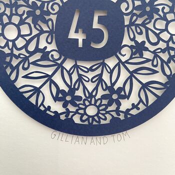 Personalised 45th Wedding Anniversary Paper Cut, 4 of 8