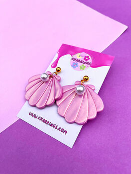 Pink Pearl Shell Earrings, 2 of 3