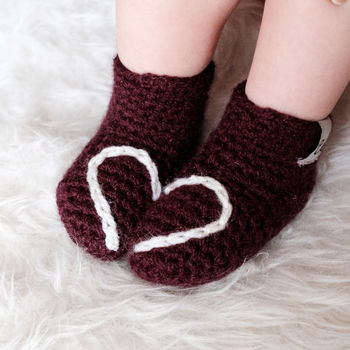 Handmade Baby Booties With Heart Or Snowflake, 6 of 12