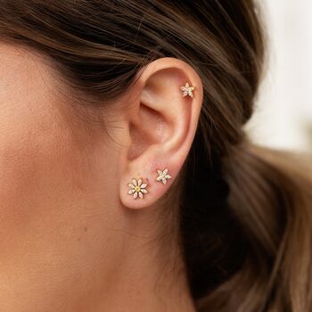 Sparkling Teeny Flower Single Flat Back Earring, 2 of 6