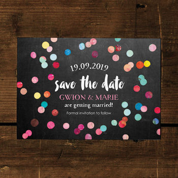 Confetti Swirl Save The Date Card Or Fridge Magnet, 3 of 11