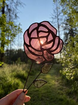 Raspberry Pink Rose Stained Glass Everlasting Flowers, 2 of 7