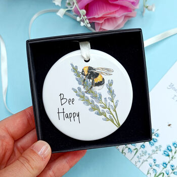 Bee Happy Ceramic Hanging Decoration, 6 of 8