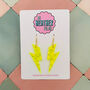 Neon Yellow Glitter Lightning Bolt Earrings Small And Large, thumbnail 1 of 10