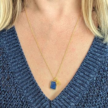 The Duo Lapis Lazuli Necklace, 18ct Gold Plated, 5 of 12