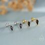 Black Cz Rhombus Screw Back Earrings In Sterling Silver, thumbnail 1 of 10