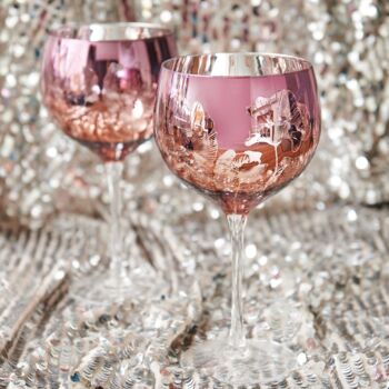 Pink Bloom Electroplated Gin Glass, 2 of 4