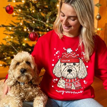 Personalised Merry Woofmas Dog Lover Christmas Jumper, 3 of 12