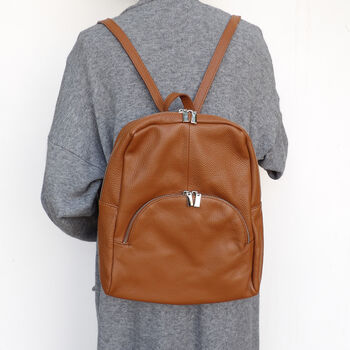 Caramel Leather Rucksack, 2 of 10