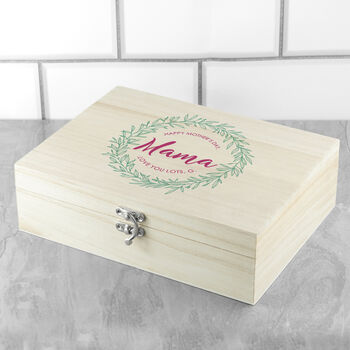 Personalised Leaf Wreath Mother's Day Tea Box With Tea, 8 of 9