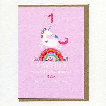 Unicorn First Birthday Card Or Pick Your Age, 5 of 8