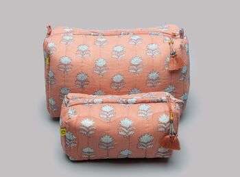 Clay Small Fan Flower Pattern Cotton Makeup Bag, 5 of 5