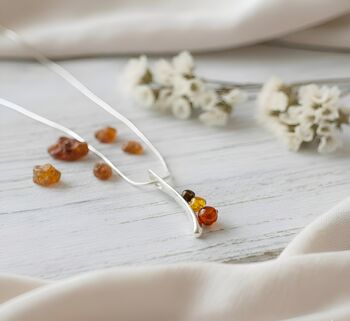 Handmade Sterling Silver Amber Three Stone Pendant, 2 of 3