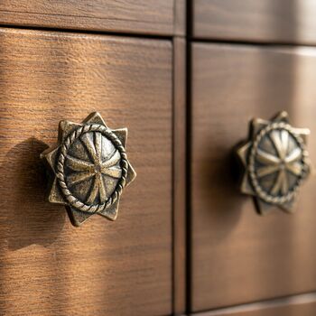 Regal Sun Emblem Brass Cabinet Knob, 8 of 8