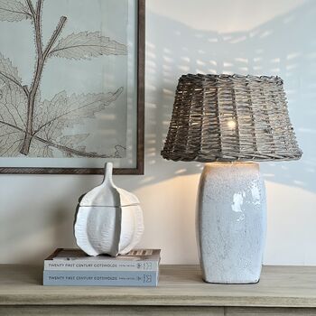 Tall White Crackle Glaze Table Lamp, 2 of 6