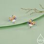 Mandarin Duck Enamel Stud Earrings In Sterling Silver, thumbnail 1 of 10