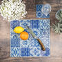 'Mixed Tiles' Worktop Protector Blue And White, thumbnail 11 of 12