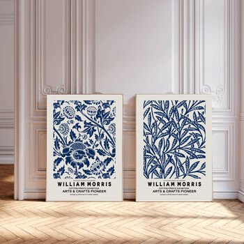 William Morris Set Of Two Blue Prints, 2 of 4