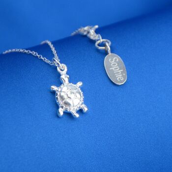 Personalised Sterling Silver Sea Turtle Necklace, 2 of 7