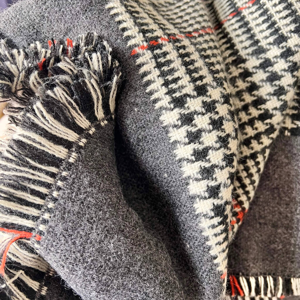 Personalised Houndstooth Gingham Reversible Woven Scarf By Studio Hop