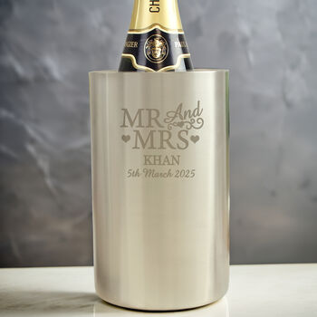 Personalised Mr And Mrs Stainless Wine Cooler, 2 of 5
