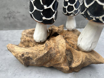 Hand Carved Teak Root Wooden Mushroom Statue Home Gift, 7 of 11