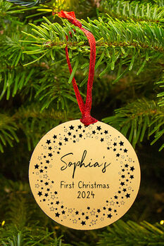 Baby's First Christmas Personalised Christmas Decoration Bauble, 2 of 3