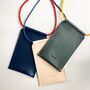 Handmade Leather Phone Carrier With Coloured Strap, thumbnail 1 of 12
