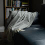 100% Shetland Wool Herringbone Blanket Smoky Grey, thumbnail 3 of 3