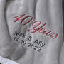 Personalised Ruby Wedding Anniversary Grey Blanket, thumbnail 2 of 5