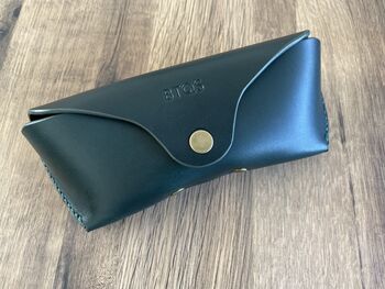 Personalised Racing Green Leather Glasses Case, 5 of 12