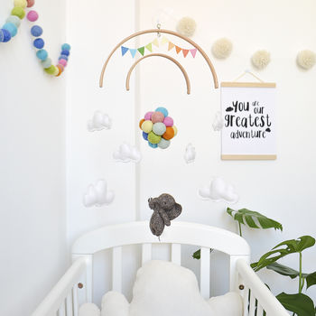 Elephant Flying With Rainbow Balloons Nursery Mobile, 3 of 12