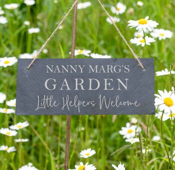 Personalised Little Helpers Welcome Slate Garden Sign, 2 of 4