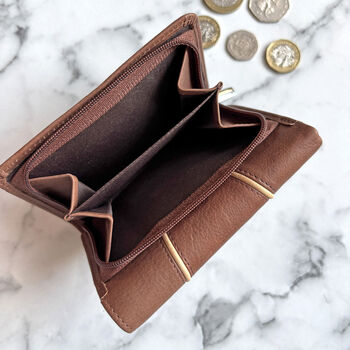 Women's Brown Leather Purse Rfid Secure, 2 of 3