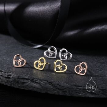 Celtic Heart Stud Earrings In Sterling Silver, 2 of 11