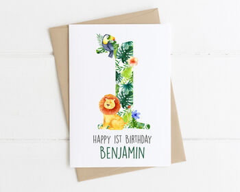 Personalised Children's Birthday Card Jungle Lion, 5 of 7