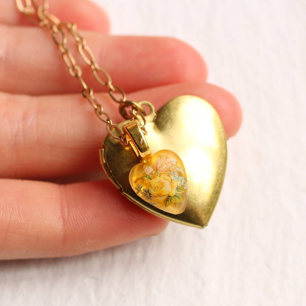 Double Heart Locket Necklace By Silk Purse, Sow's Ear