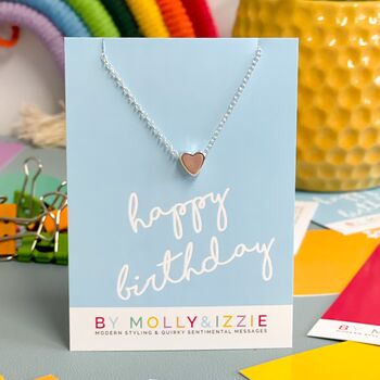 Personalised Heart Necklace Happy Birthday, 3 of 12