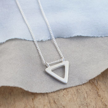 Silver Triangle Necklace. Geometric Pendant, 2 of 12